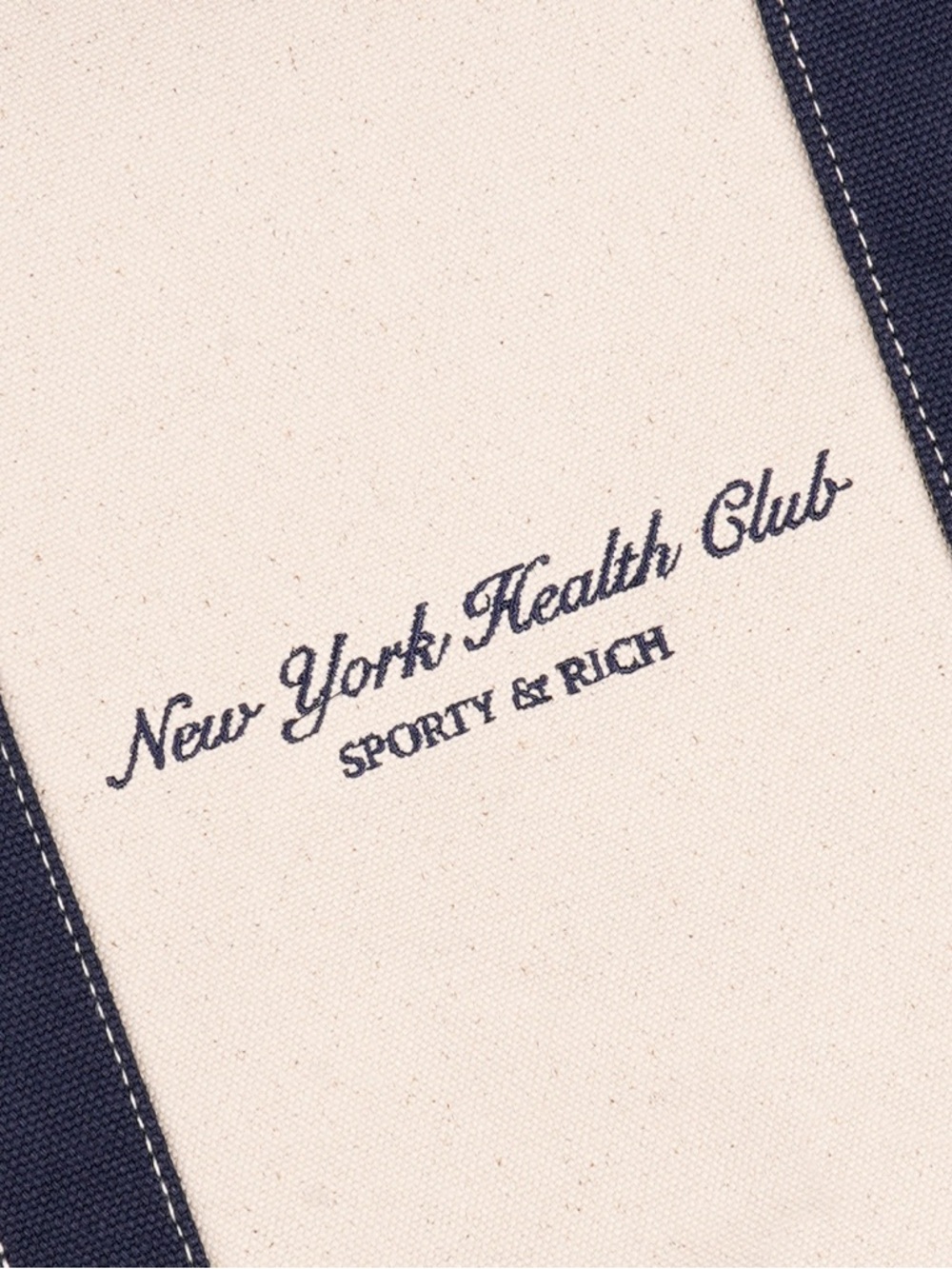 Sporty & Rich Cream Canvas Tote with Navy Script - Picture 2 of 6